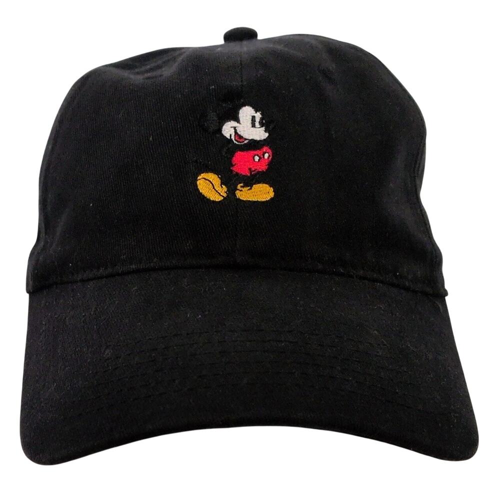 Disney Parks Mickey Mouse Embroidered Black Dad Hat Baseball Cap Adjustable OSFM